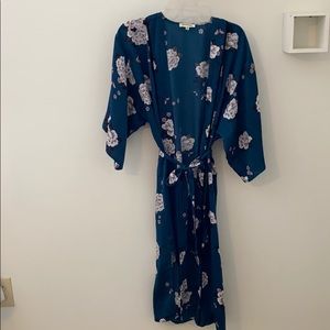 Long silk floral cardigan